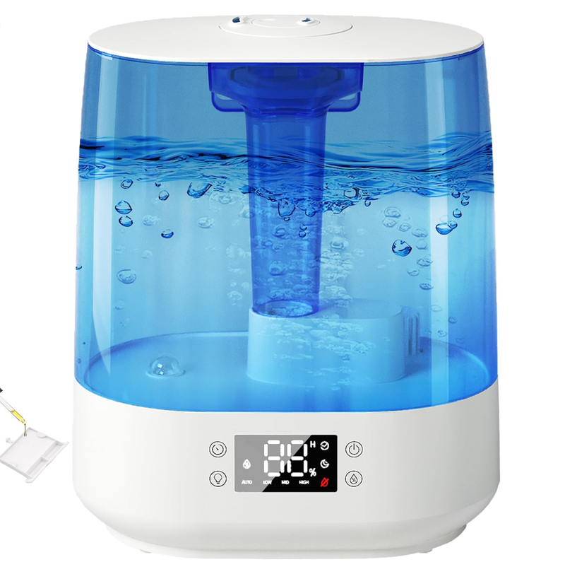 AAOYSORA 6L大容量静音加湿器(上加水/60小时续航/智能自动模式/夜灯/360°双喷嘴)