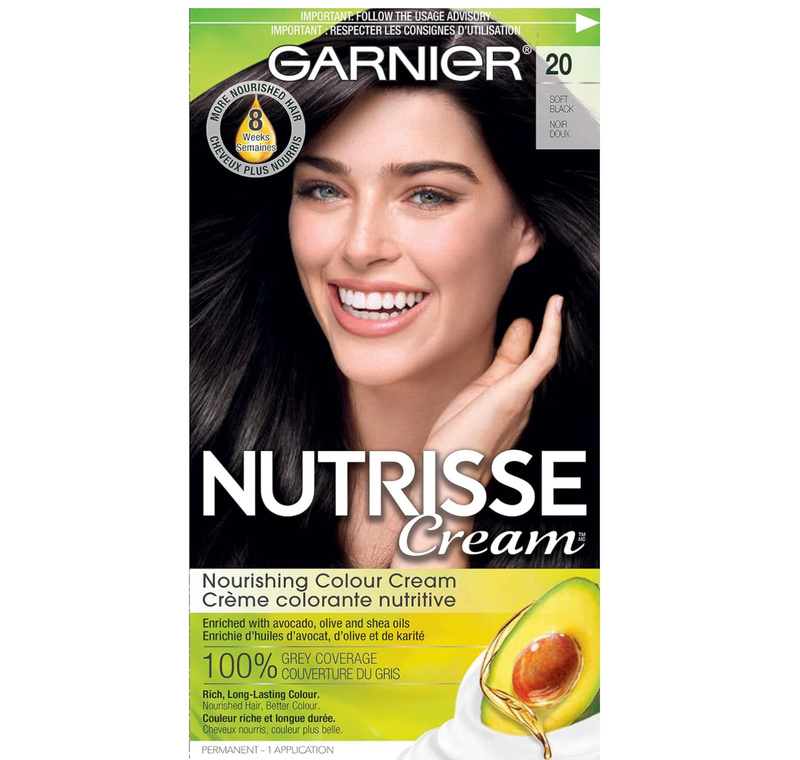 Garnier Nutrisse Ultra Crème 染发霜 (100%遮白/5种果油/纯素配方/持久固色) 20号柔和黑
