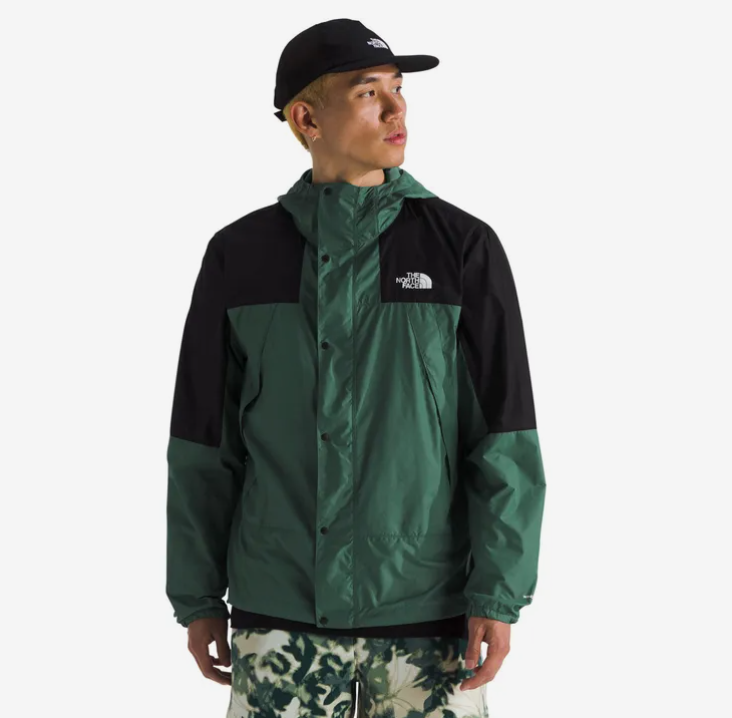 The North Face 北面 Mountain Windbreaker 男士经典防风夹克/连帽外套 鸭绿拼色