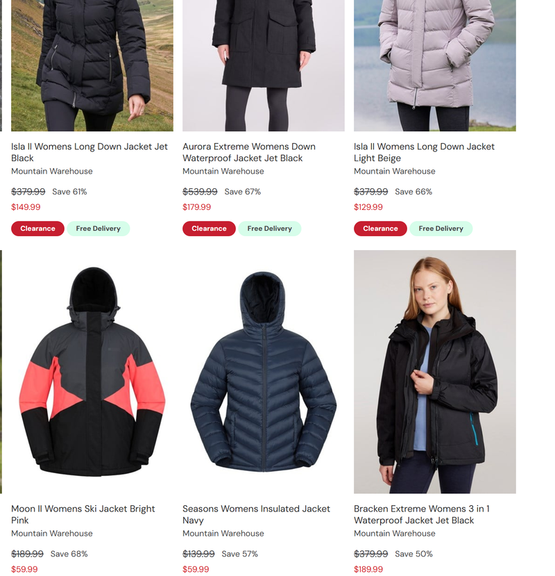 Mountain Warehouse 加拿大官网 女装防寒服季末清仓大促 (全场低至3折/Aurora极地羽绒服仅$159.99包邮)