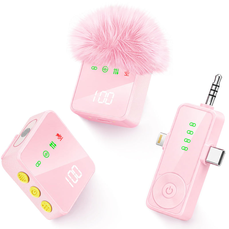 Gicorino H39PINK 粉色无线领夹麦克风