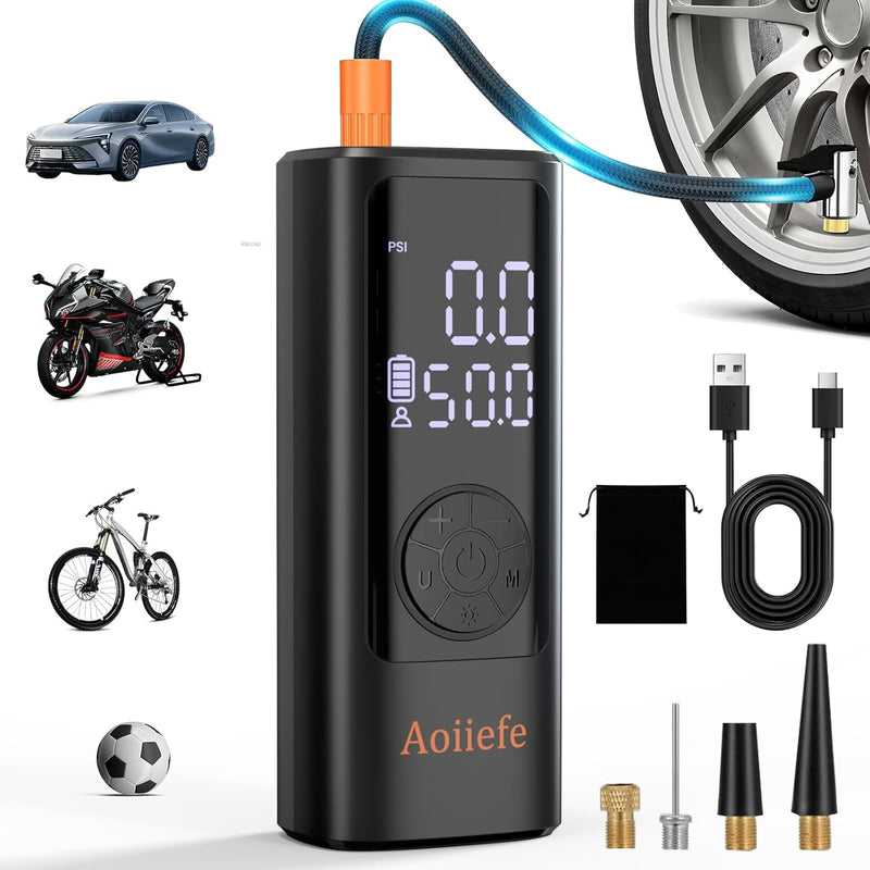 Aoiiefe 便携式车载充气泵 150PSI 智能数显 自带照明 有额外code