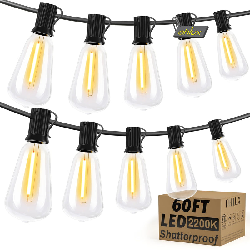 OHLUX GLS-20J2P-E17-ST38-30 户外复古爱迪生LED串灯 60英尺
