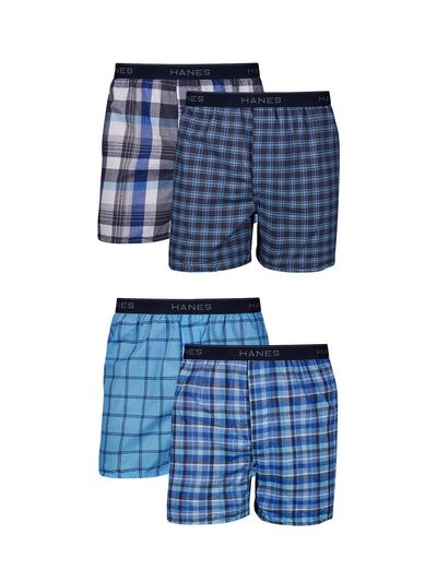 Hanes M0832F-Assorted-Small 男士四条装纯棉平角内裤