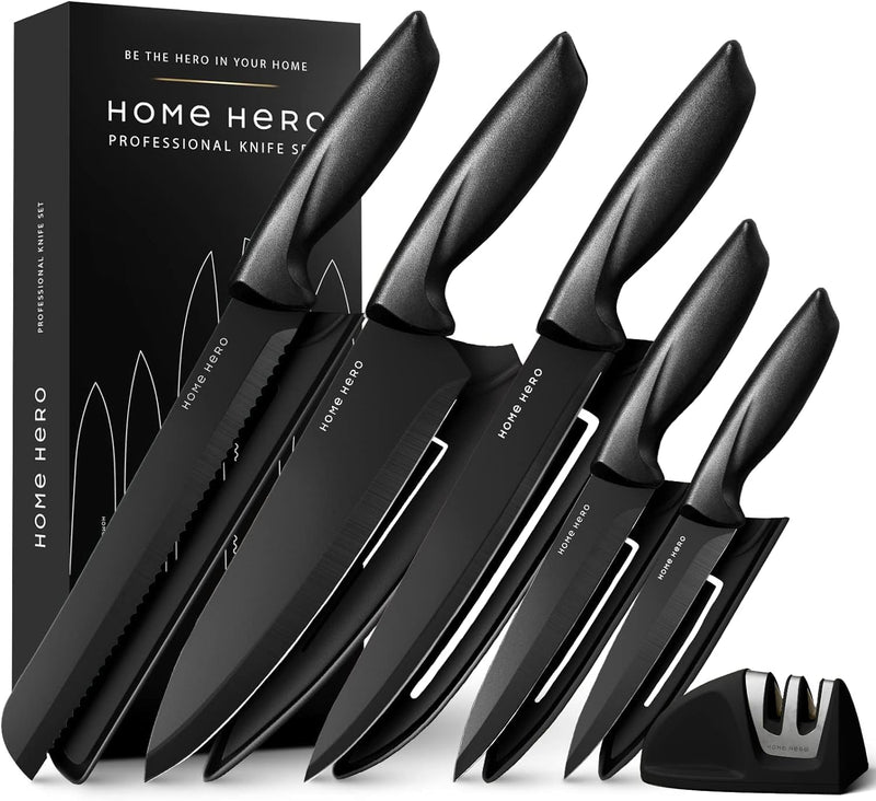 Home Hero HHKS0141 11件套黑色不锈钢厨房刀具套装