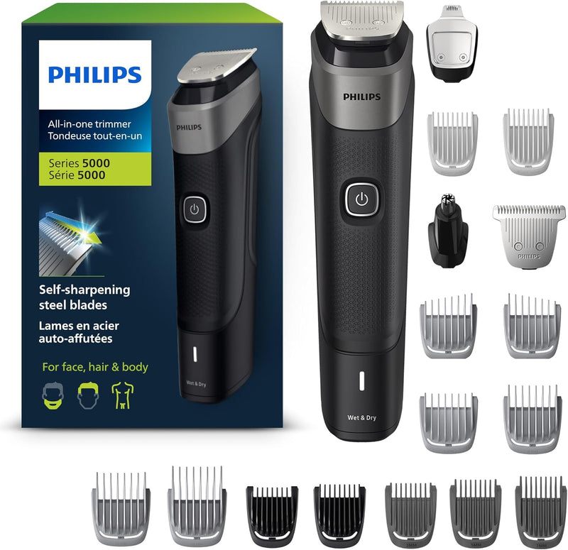 Philips Multigroom 5000 Series 全能修剪器/理发器 20件套 (无需润滑油/全身水洗/170分钟续航)