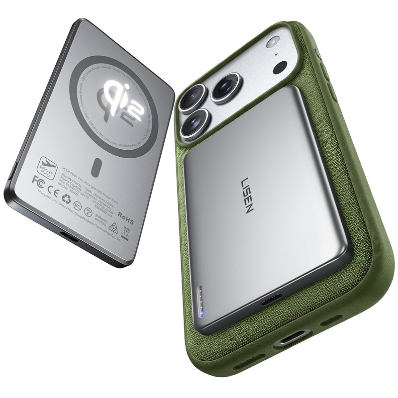 LISEN 2E470 Qi2 15W 超薄磁吸充电宝 5000mAh