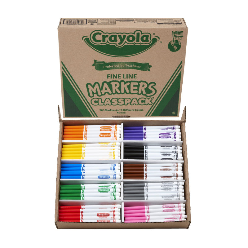 Crayola 588210 细线彩色马克笔 200支装