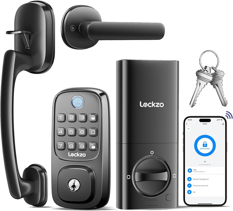 Lockzo 智能指纹门锁带手柄套组 内置WiFi