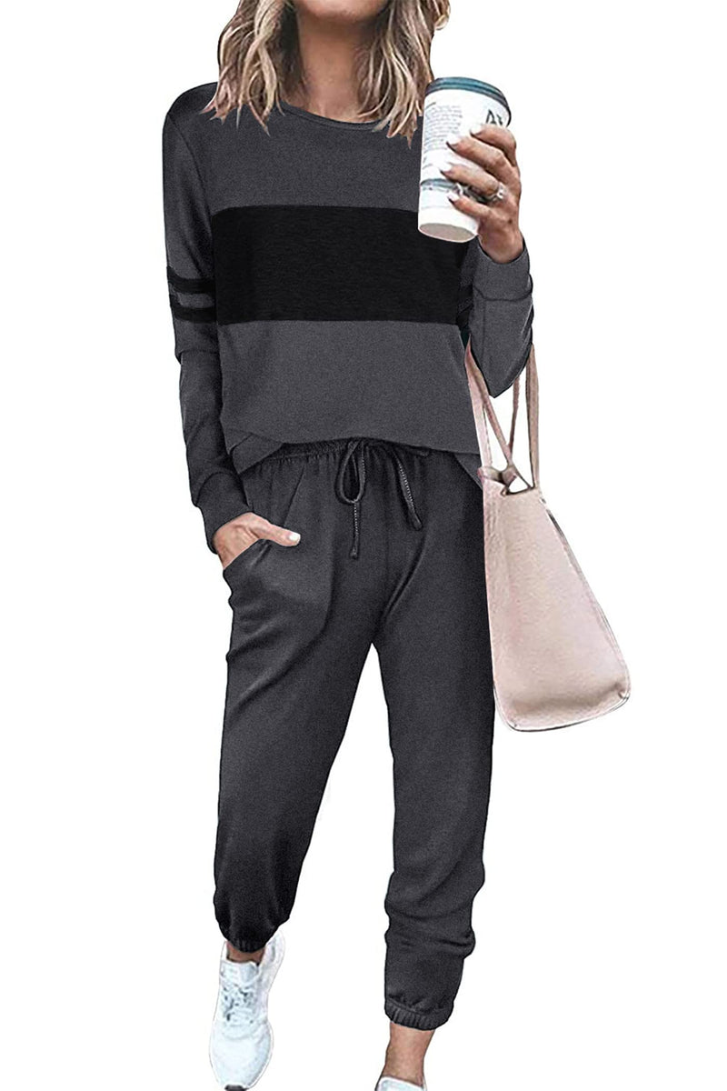 PRETTYGARDEN 女士拼色两件套运动休闲服