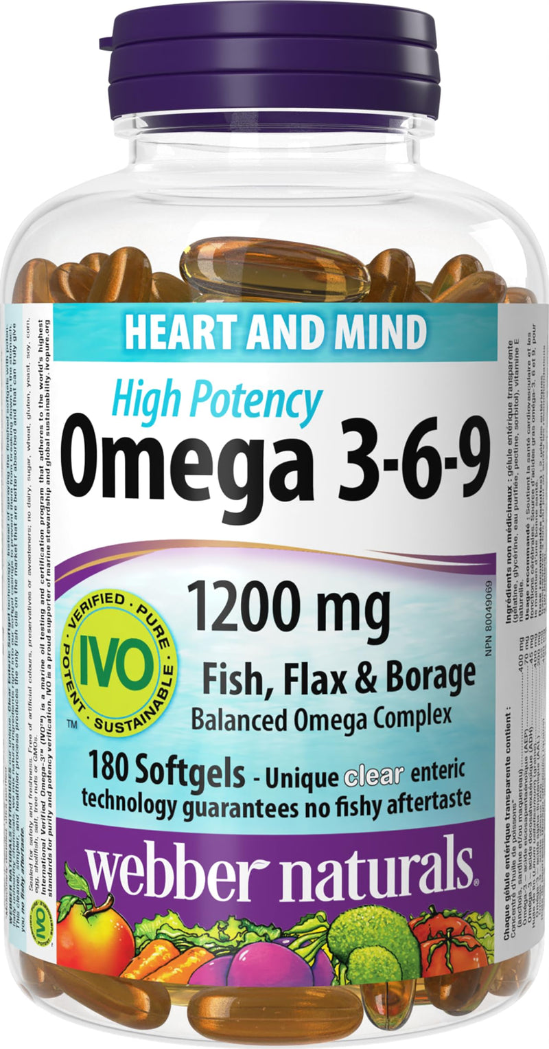 Webber Naturals 625273034776 Omega 3-6-9 鱼油胶囊