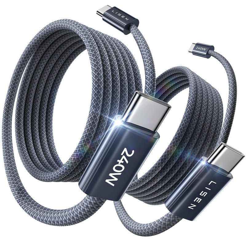 LISEN 240W USB C快充数据线 (6.6英尺 2条装)