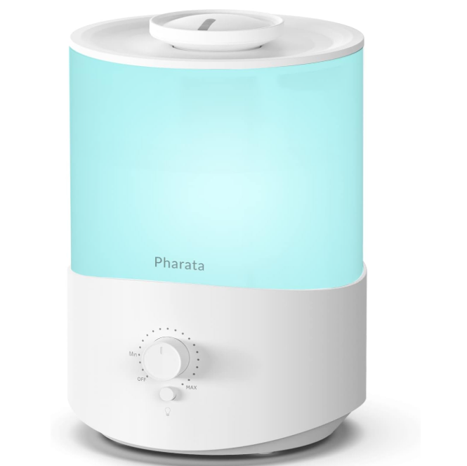 Pharata 2.5L 超声波加湿器/卧室大容量冷雾加湿机 (可加精油/顶部加水/自动断电) 白色
