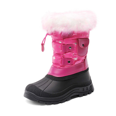 DREAM PAIRS KSNOW-BLACK PINK-SZ-009 儿童防水雪地靴