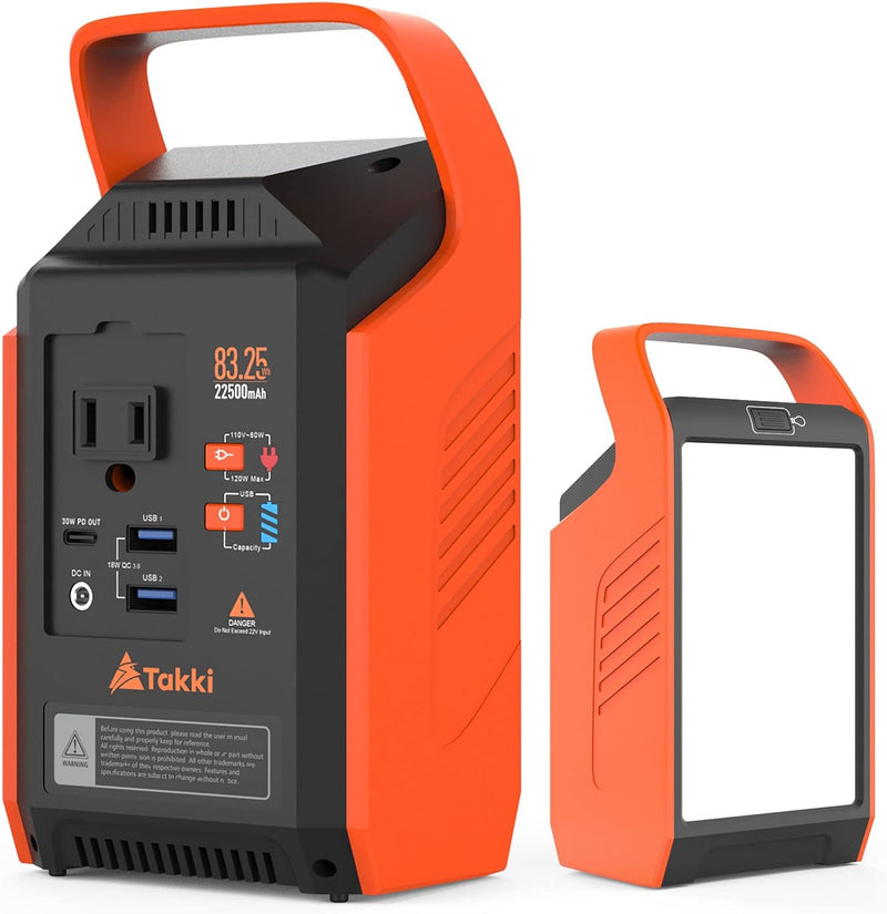 Takki 83Wh 便携式户外电源/小型发电机组 (80W AC插座/PD30W快充/LED手电筒) 橙黑色