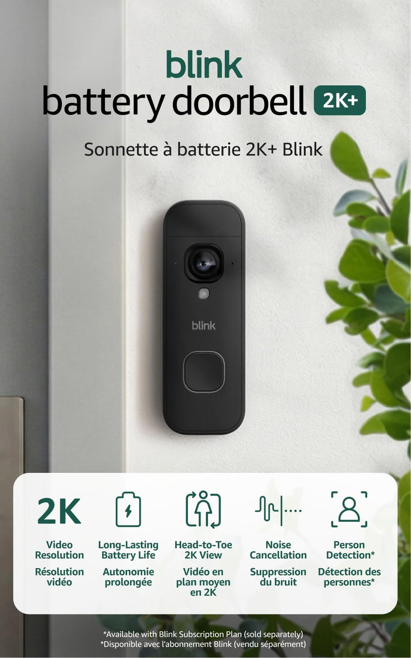 Blink 2K+ 电池无线视频门铃