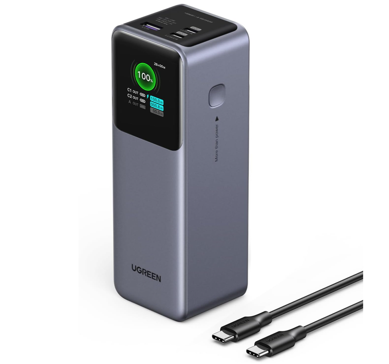 UGREEN 25000mAh 200W三口快充充电宝 (TFT智能屏/PD3.1/可带笔记本)