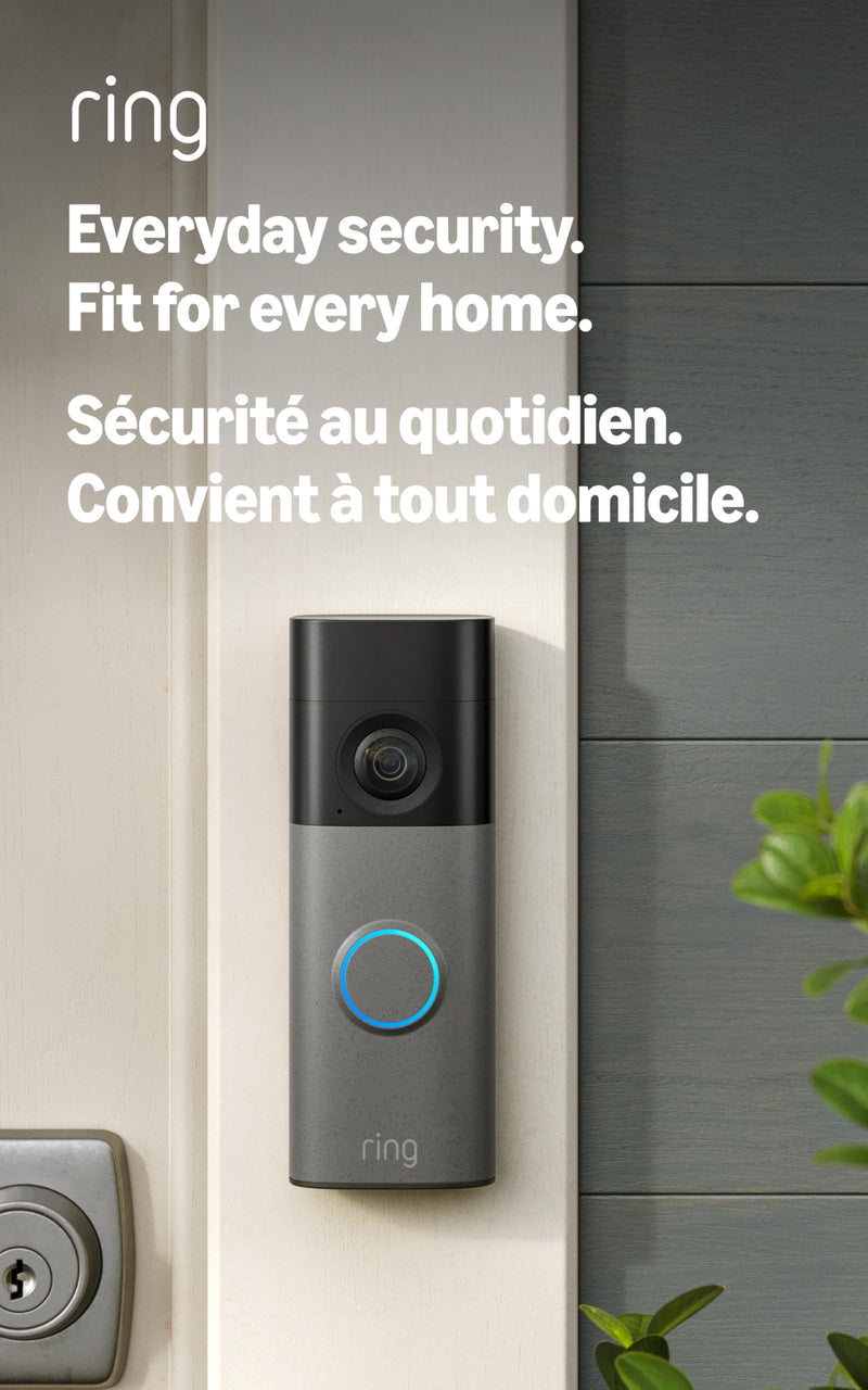 Ring  Battery Doorbell 2K（最新款）高清广角视频，支持 6 倍增强变焦、双向通话