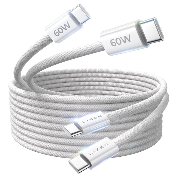 LISEN 60W2T3M USB C转USB C快充线 (双条10英尺装)