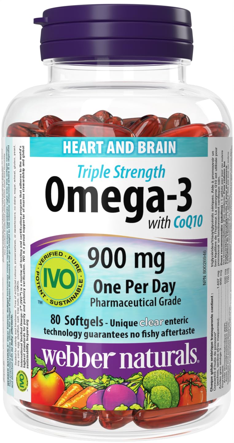 Webber Naturals 625273033779 Omega-3辅酶Q10软胶囊