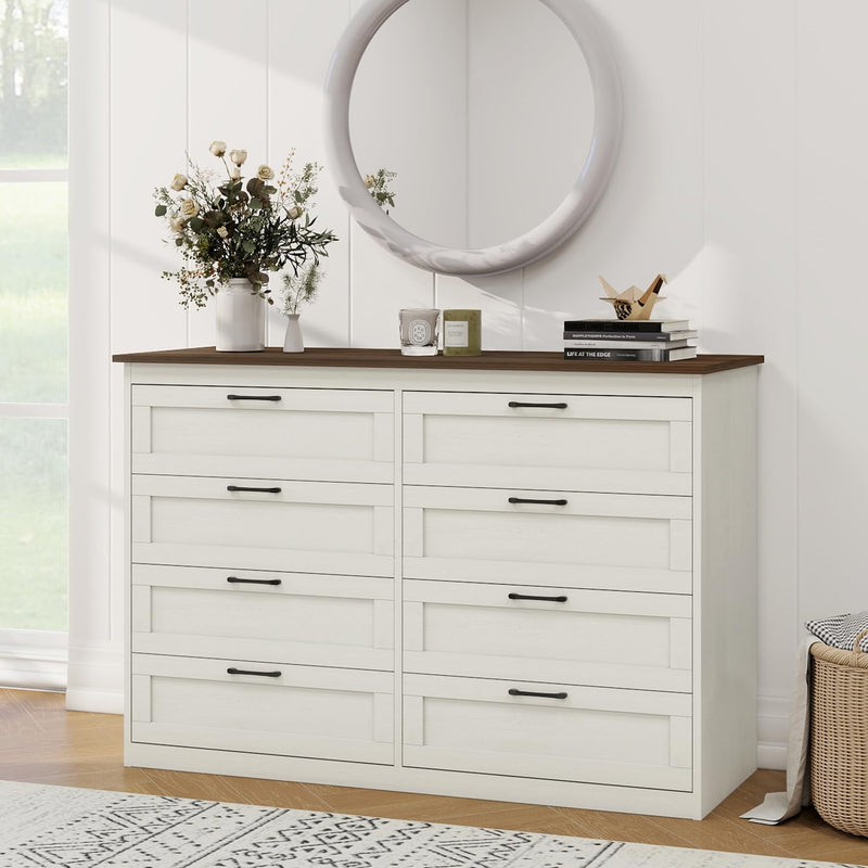 Vikiullf Farmhouse Nightstands 8抽屉农舍风床头柜