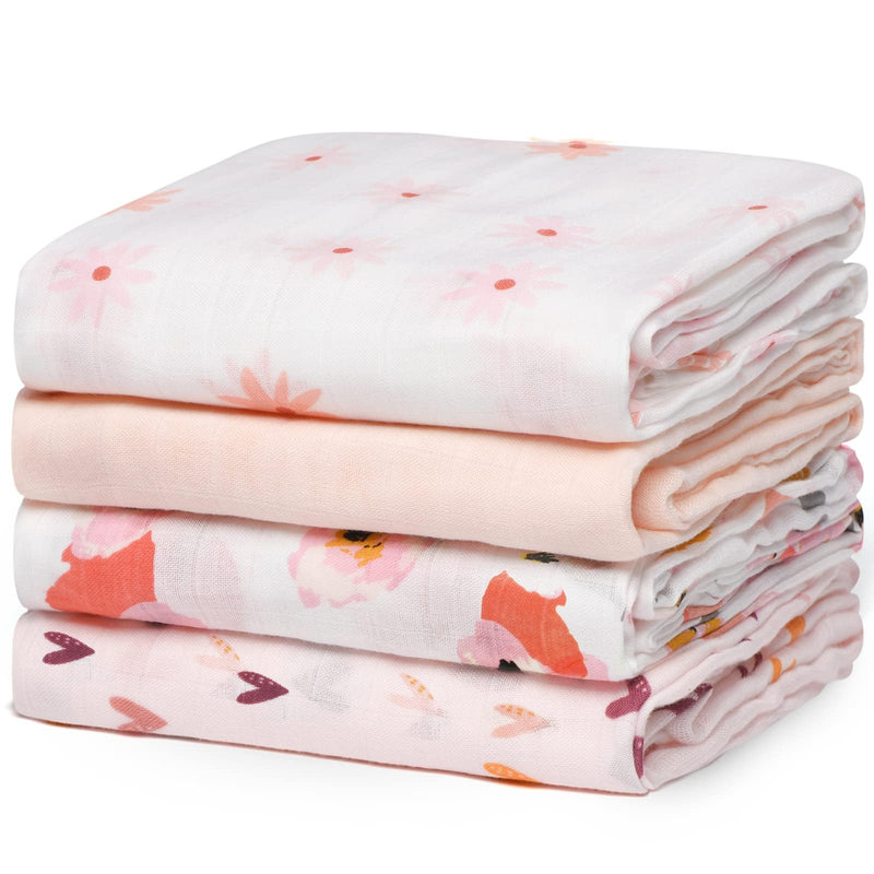 Momcozy SJ01 纯棉纱布襁褓巾 4条装 47x47英寸
