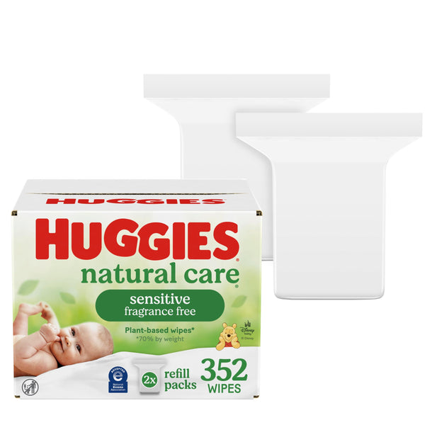 HUGGIES 00036000501001 婴儿湿巾自然呵护敏感无香型补充装（2包共352抽）