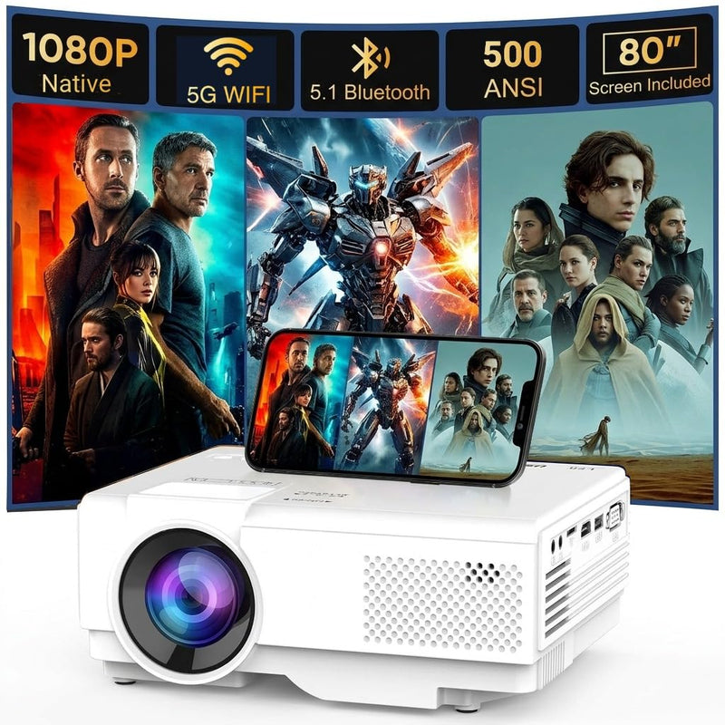 TMY V08 1080P WiFi蓝牙投影仪送80英寸幕布