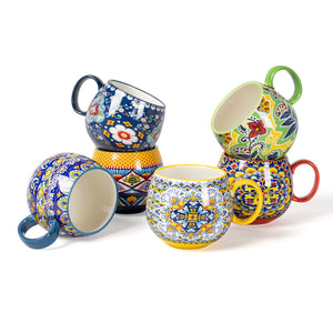 HENXFEN LEAD Mug - 5699 20盎司波西米亚陶瓷咖啡马克杯6件套