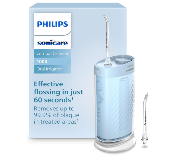 Philips Sonicare 便携冲牙器/水牙线 Compact Flosser 1000 (3种清洁模式/IPX7防水/旅行便携) 蓝色 HX3333/24
