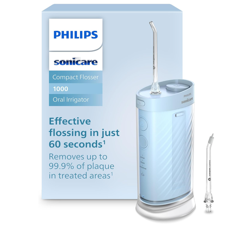 Philips Sonicare 便携冲牙器/水牙线 Compact Flosser 1000 (3种清洁模式/IPX7防水/旅行便携) 蓝色 HX3333/24