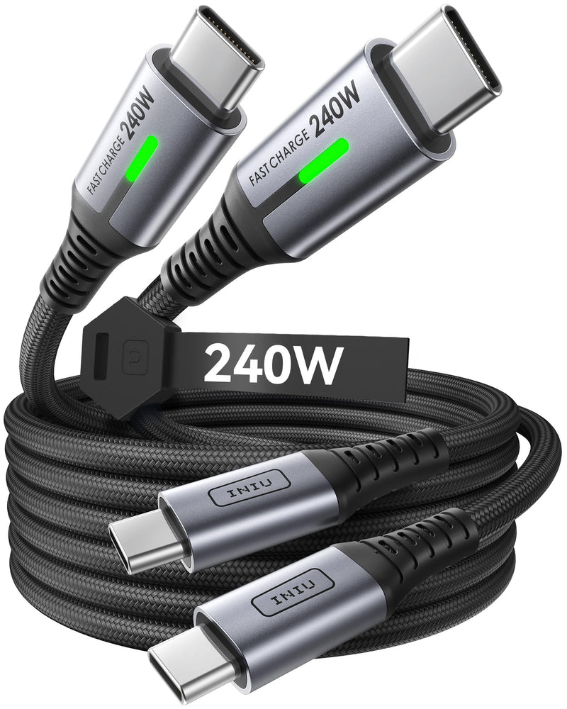 INIU DI-D7CC 240W USB-C快充数据线 (6.6英尺+6.6英尺双条装)