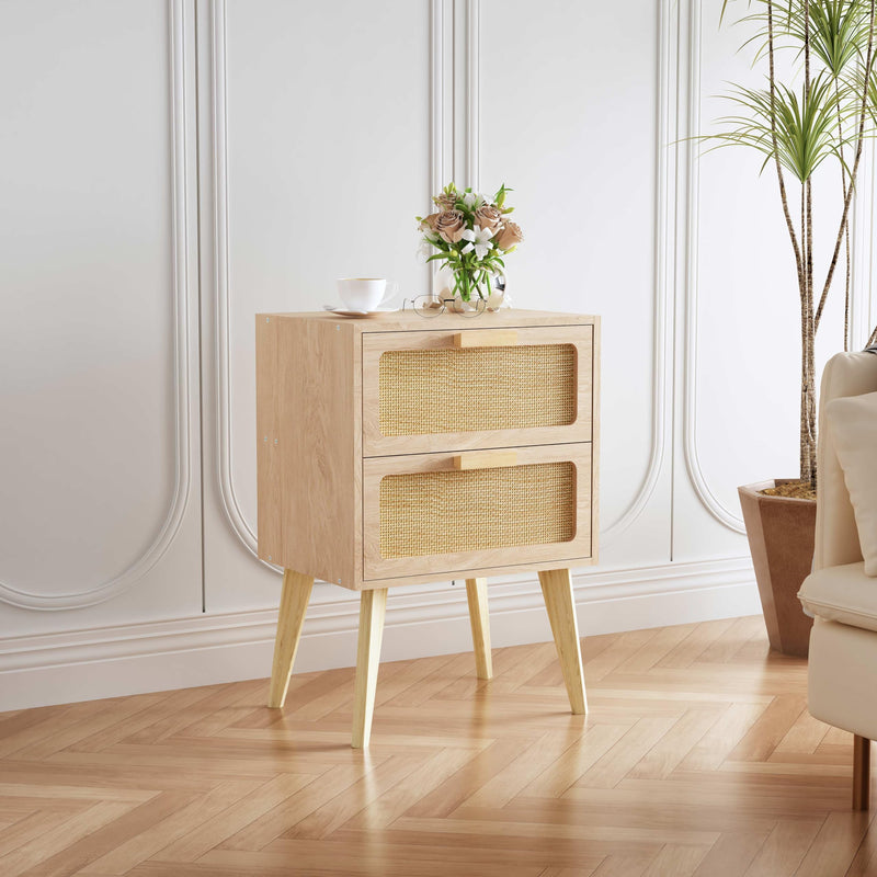 YAUKOMEL End Table 藤编床头柜边桌