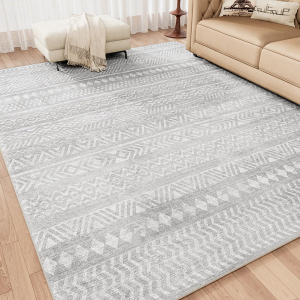 Engiw 博雅风可机洗客厅地毯 5x7英尺 灰色