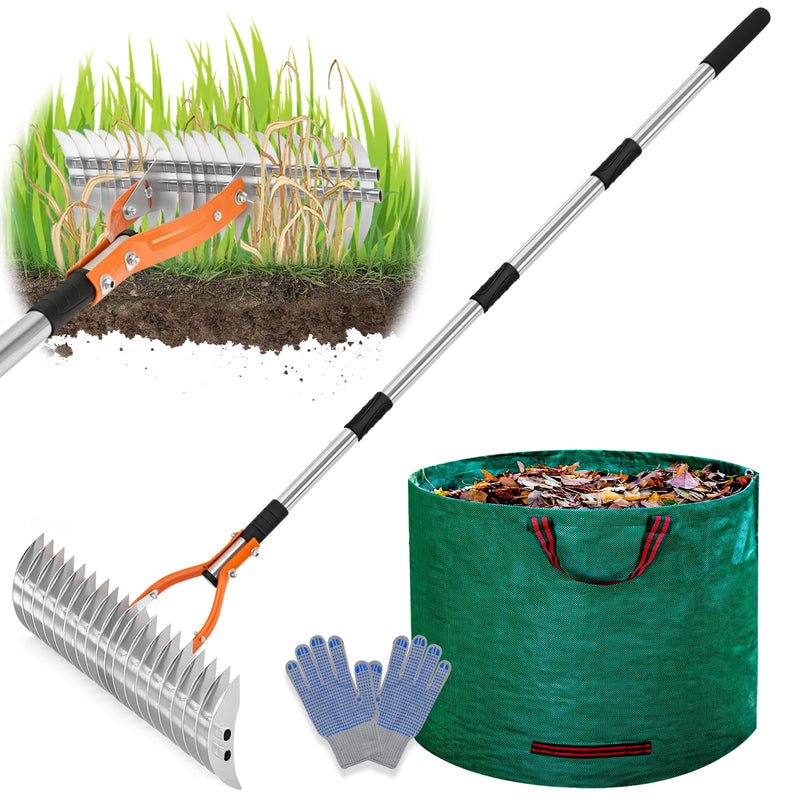 Lychee Heavy Duty Lawn Grass Rake for Garden 多功能草坪除草耙