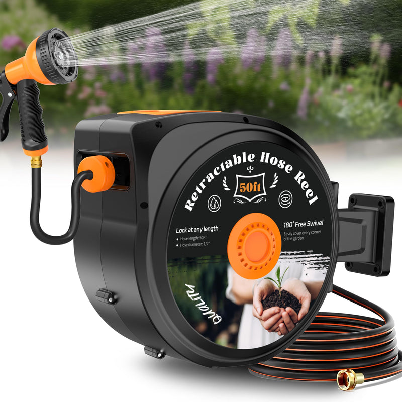 HooSeen Retractable Garden Hose Reel 50 ft 伸缩花园水管卷轴