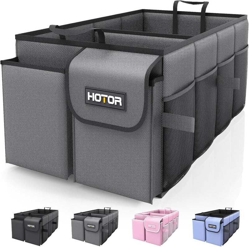 HOTOR 后备箱收纳箱/汽车折叠储物箱 XX-Large (2大隔层/可折叠收纳/适合SUV与轿车) 灰色