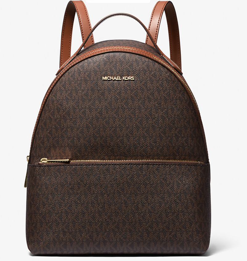 Michael Kors MK Sheila 中号经典标志双肩包/背包 (老花图案/通勤百搭/大容量) 棕色