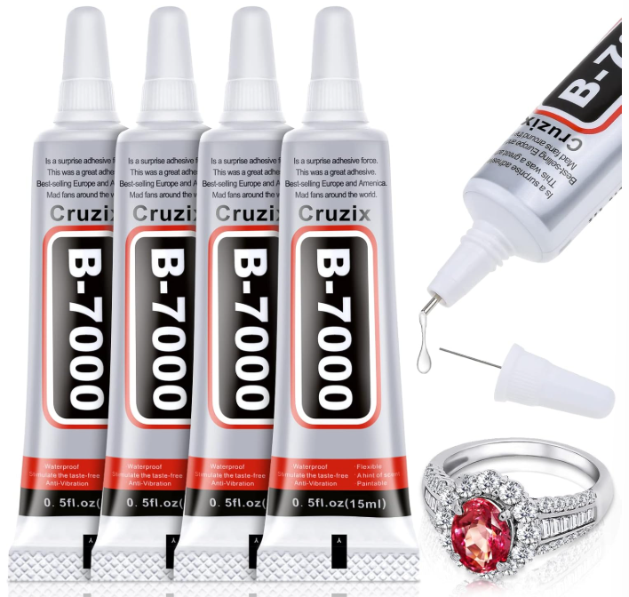 Cruzix B-7000 多用途工业胶水/手工DIY修补胶 4支装 (适合手机屏幕饰品水钻玻璃金属/透明半流体)
