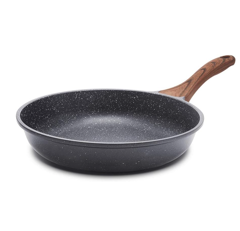 SENSARTE 9.5英寸 瑞士花岗岩不粘煎锅/平底锅 (无PFOA/适用电磁炉/防烫木纹手柄) 灰色